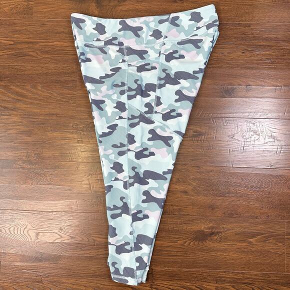 Dip Womens Blue/Teal/Pink Camo Capri Yoga Athletic Stretchy Pants Size 3X Plus - Picture 4 of 9